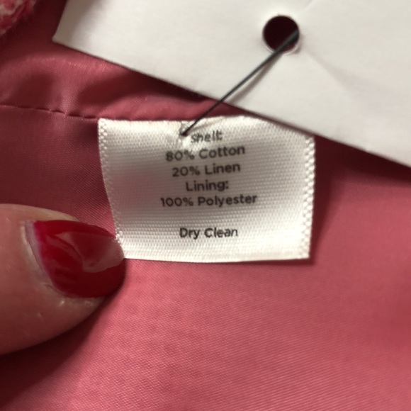 NEW - TALBOTS Cotton/Linen Barbie Pink & White Tweed Button Front Blazer Size 14 - Picture 7 of 7